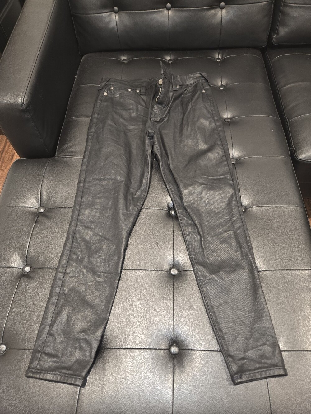 Women's  Black Coated Jeans